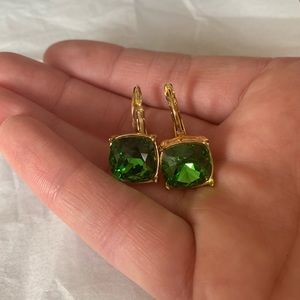 Kenneth Jay Lane Square Emerald Drop Earrings Gold